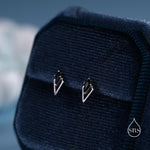 Art Deco Inspired Tiny Rhombus Black CZ Stud Earrings in Sterling Silver, Silver or Gold or Rose Gold, Tiny Triangle Rhombus Earrings