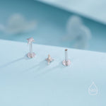 Sterling Silver Starburst 16G Internally Threaded Flat Back Earrings