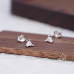 Extra Tiny Sterling Silver Minimalist Triangle CZ Crystal Stud Earrings - Simple Geometric Design, Silver or Gold or Rose Gold