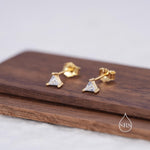 Extra Tiny Sterling Silver Minimalist Triangle CZ Crystal Stud Earrings - Simple Geometric Design, Silver or Gold or Rose Gold