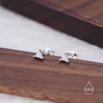 Extra Tiny Sterling Silver Minimalist Triangle CZ Crystal Stud Earrings - Simple Geometric Design, Silver or Gold or Rose Gold