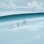 Mini Heart 18G Screw Back Earrings in Sterling Silver