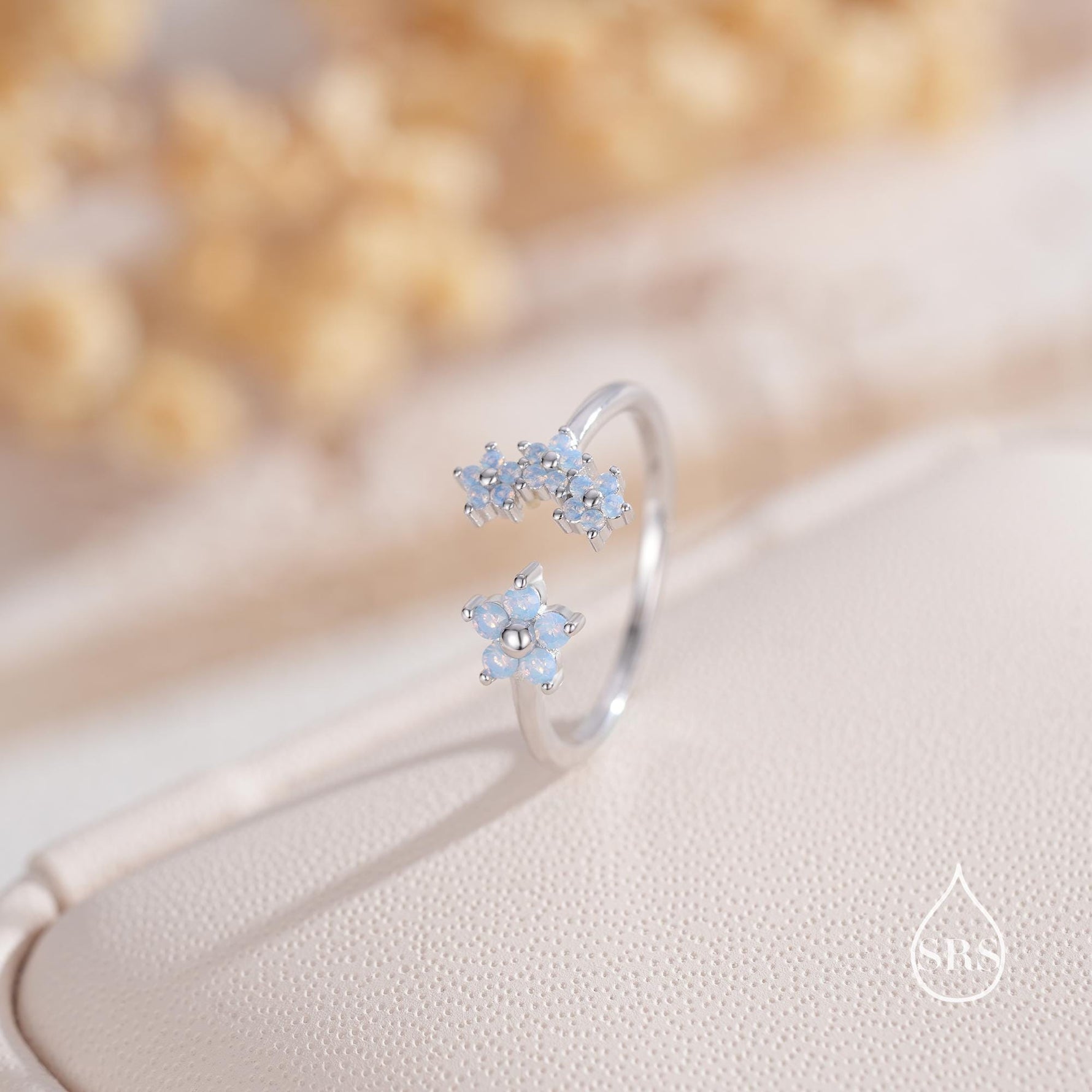 CZ Forget-me-not Flower Bouquet Open Ring