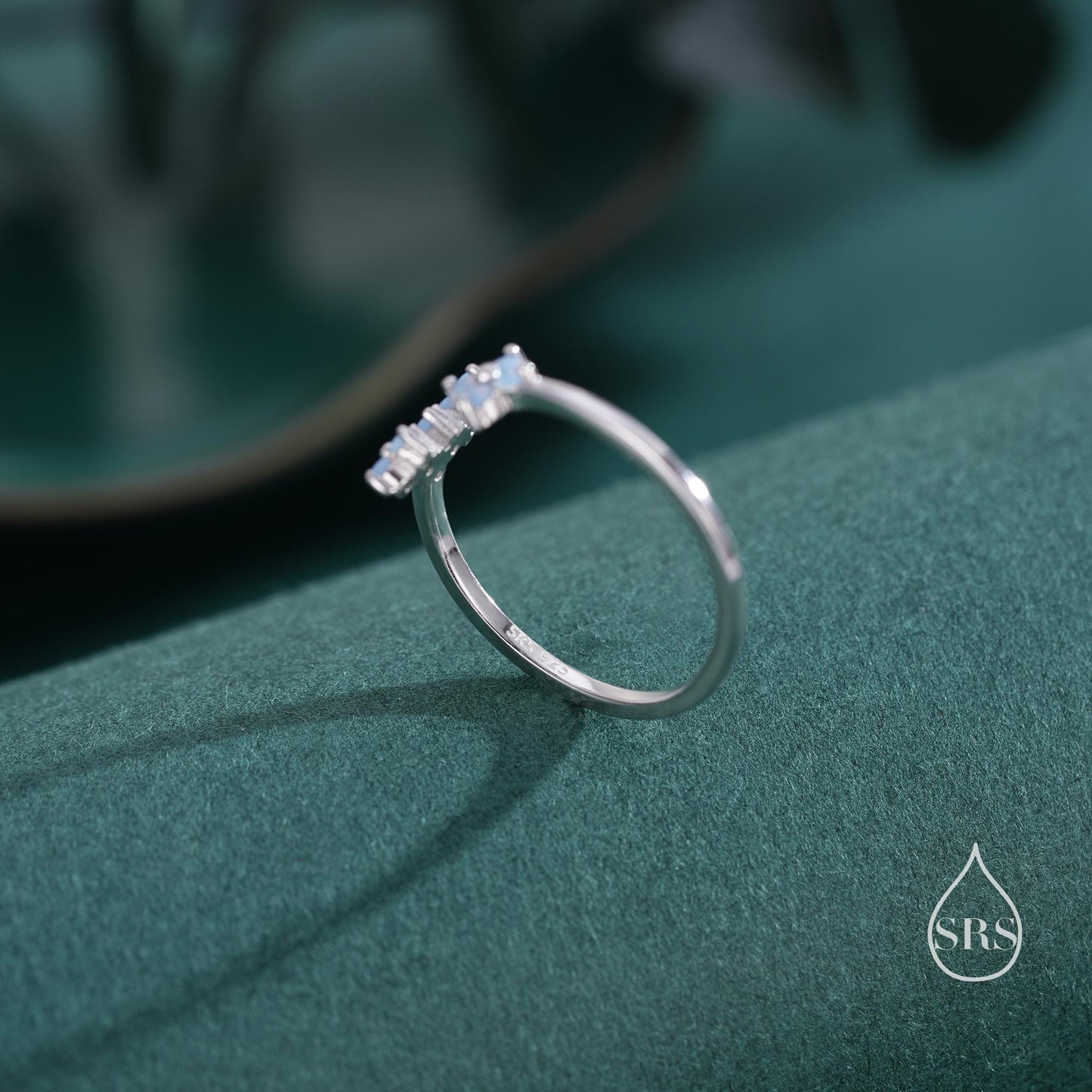 Hydrangea Flower Bouquet CZ Flower Ring in Sterling Silver, Open Ring, Adjustable Size, Four Crystal Flower Ring, Tiny CZ Ring