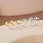 Very Tiny Flying Fish Stud Earrings in Sterling Silver, Silver or Gold or Mixed Tone, Cute Flying Fish Earrings