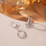 Dangling Highland Cow Huggie Hoops in Sterling Silver, Silver or Gold or Rose Gold, Highland Cow Earrings, Detachable and Interchangeable