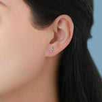 Sterling Silver Tiny Leaf 16G Internally Threaded Flat Back Earrings
