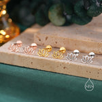 Lotus Flower 16G Internally Threaded Flat Back Earrings in Sterling Silver