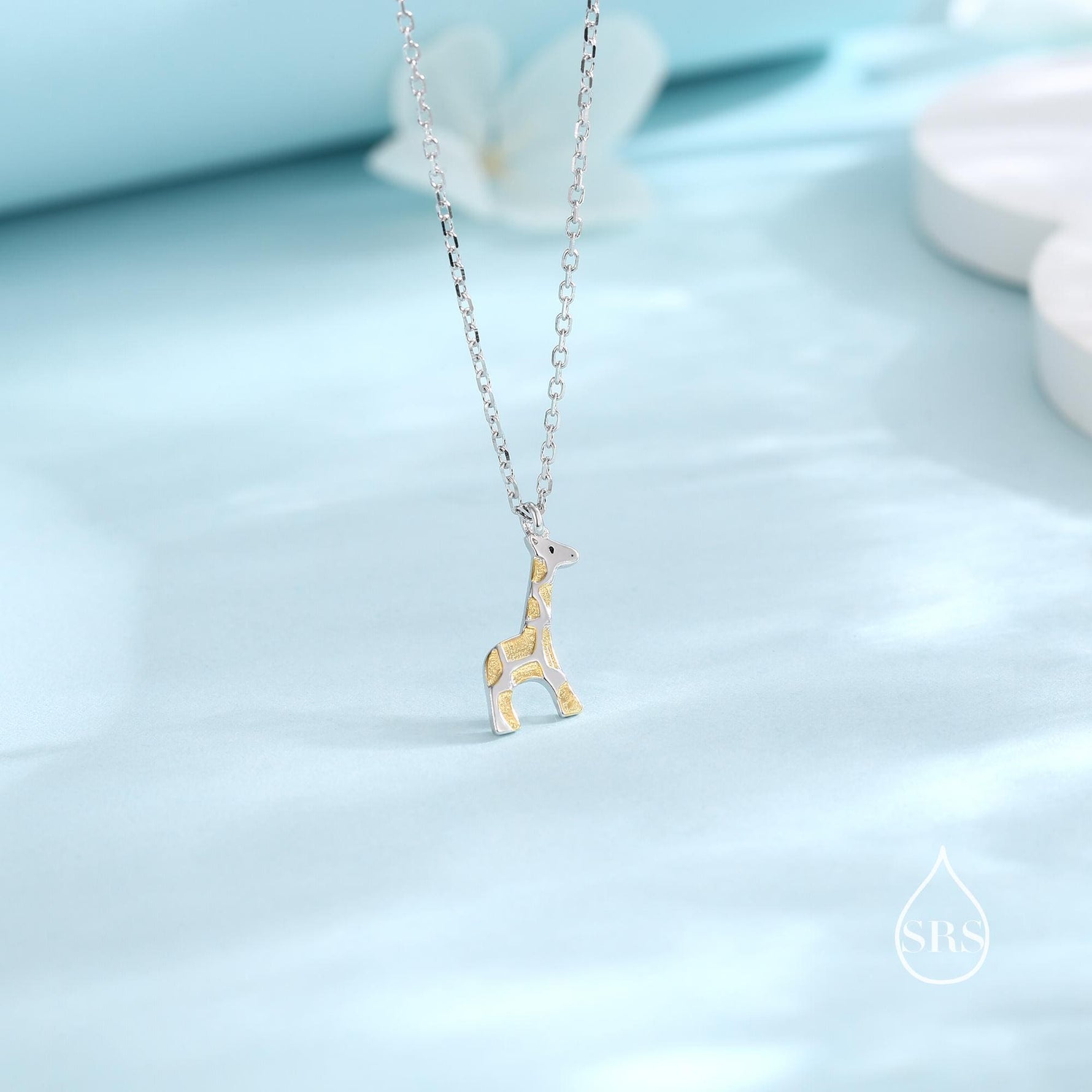 Tiny Giraffe Necklace in Sterling Silver, Adjustable 16'' - 18'' - Cute Quirky and Fun Jewellery, Giraffe Pendant Necklace