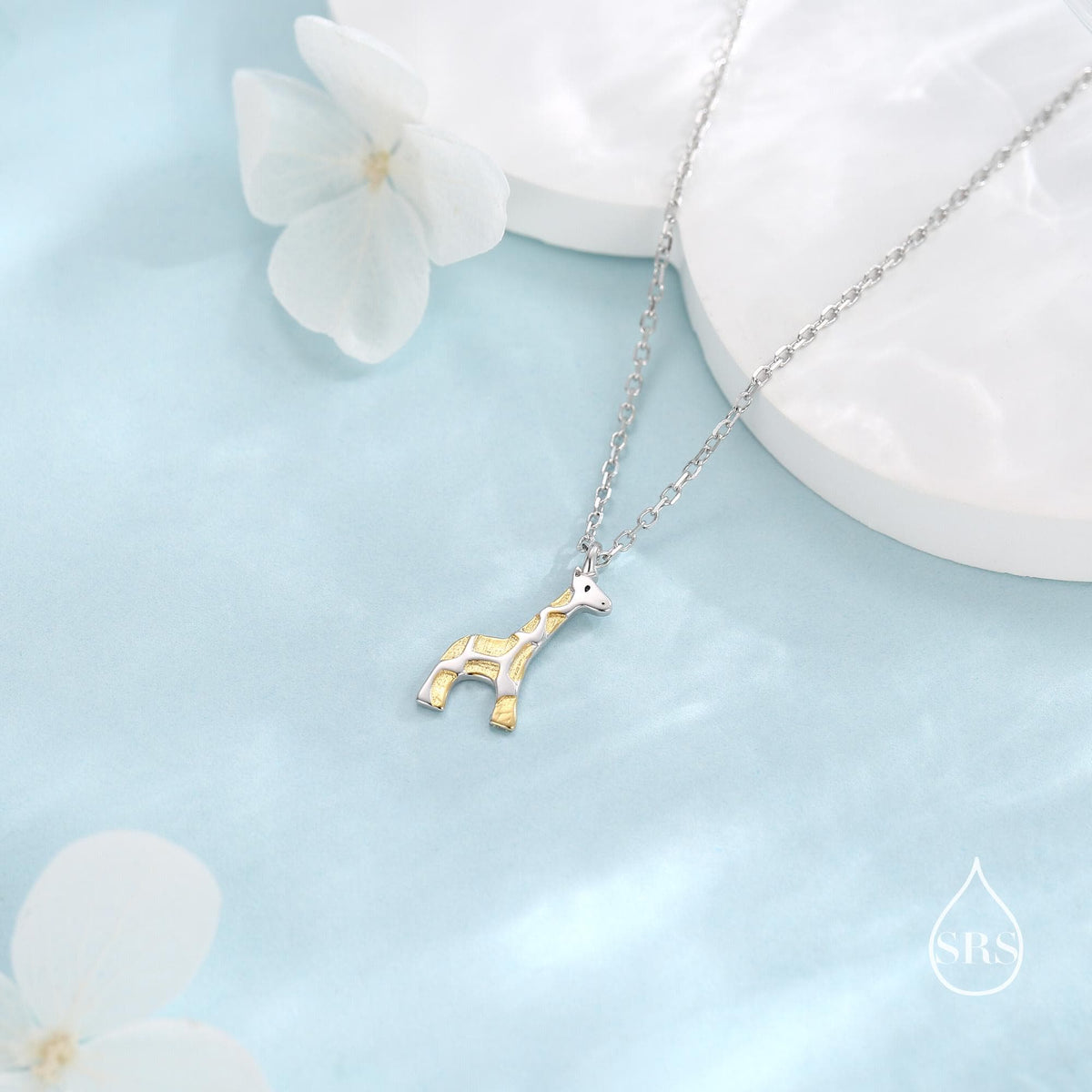 Tiny Giraffe Necklace in Sterling Silver, Adjustable 16'' - 18'' - Cute Quirky and Fun Jewellery, Giraffe Pendant Necklace