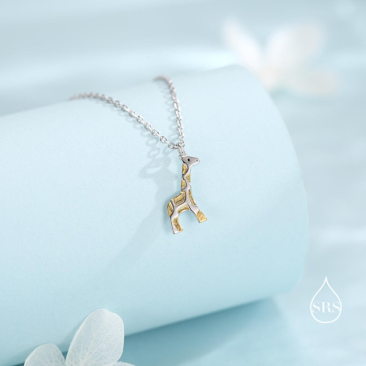 Tiny Giraffe Necklace in Sterling Silver, Adjustable 16'' - 18'' - Cute Quirky and Fun Jewellery, Giraffe Pendant Necklace