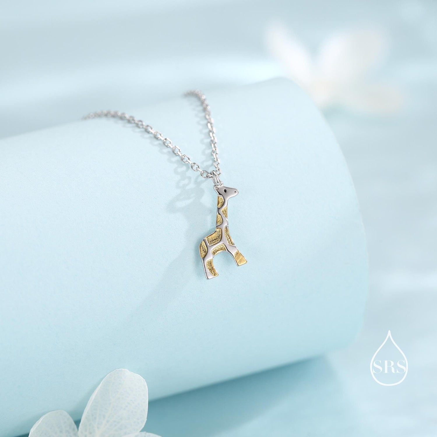 Tiny Giraffe Necklace in Sterling Silver, Adjustable 16'' - 18'' - Cute Quirky and Fun Jewellery, Giraffe Pendant Necklace