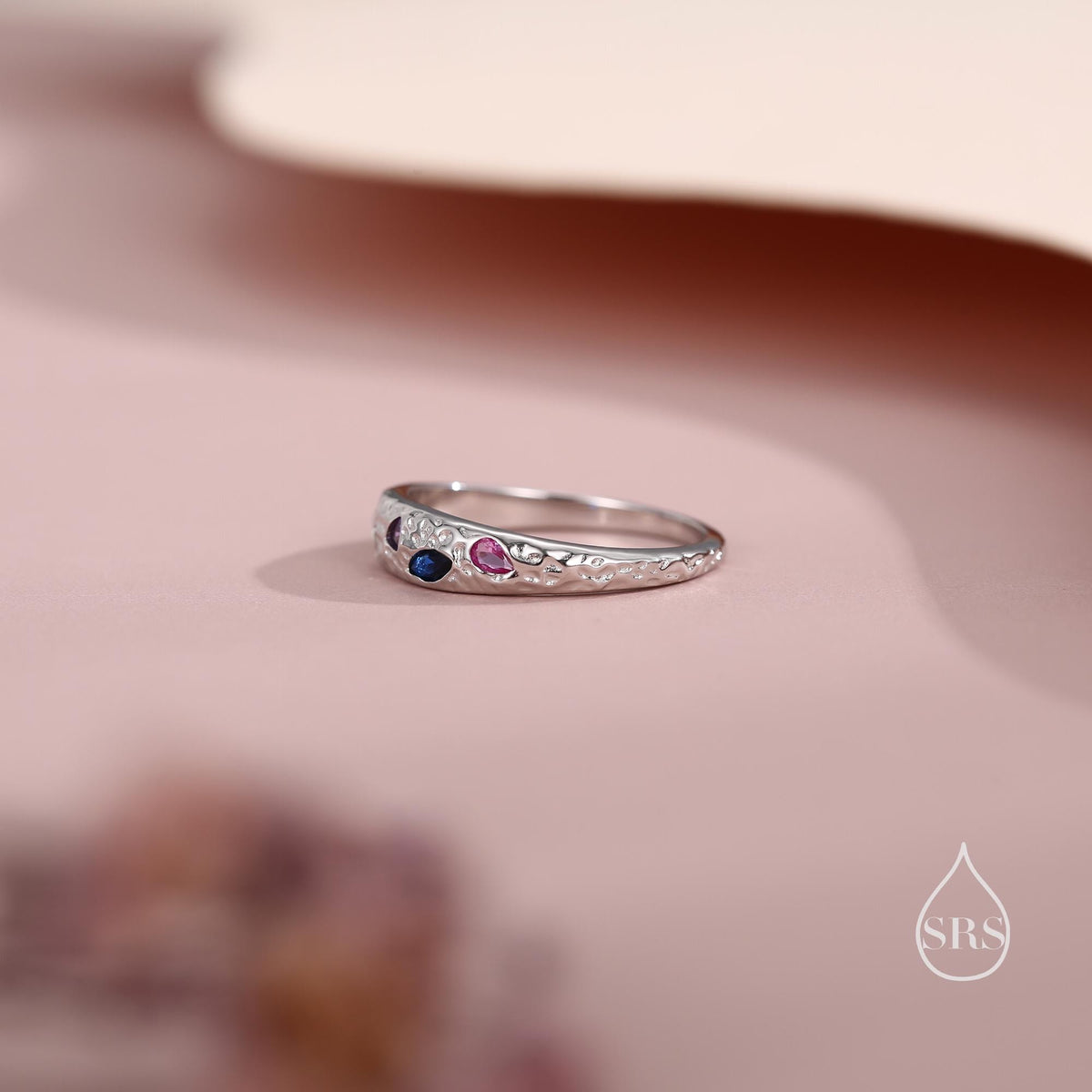 Organic Texture Multicolour Confetti Irregular CZ Dome Ring