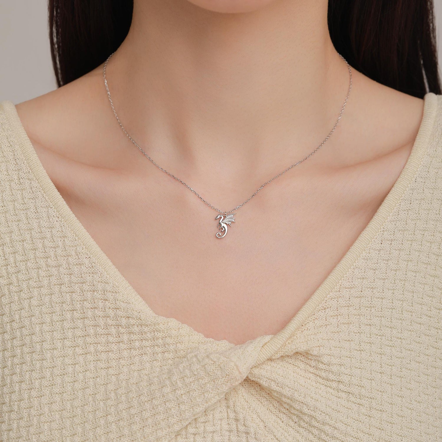 Extra Tiny Dragon Pendant Necklace in Sterling Silver, Silver or Gold or Rose Gold, Flying Dragon Necklace, Small Winged Dragon Pendant