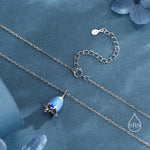 Sterling Silver Enamel Bluebell Flower Pendant Necklace, Dainty Dangle Bluebell Flower Necklace, Snowdrop Earrings, Spring Flowers