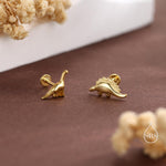 Mismatched Dinosaur Internally Threaded Flat Back /Screw Back / Stud Earrings in Sterling Silver, Silver or Gold or Rose Gold, Asymmetric