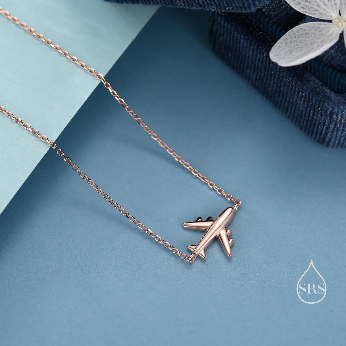 Tiny Plane Pendant Necklace in Sterling Silver, Silver or Gold or Rose Gold, Aeroplane Necklace,  Small Airplane Pendant