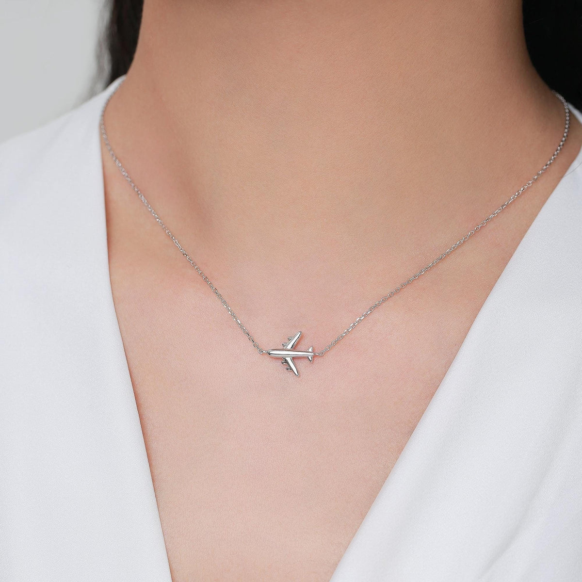 Tiny Plane Pendant Necklace in Sterling Silver, Silver or Gold or Rose Gold, Aeroplane Necklace, Small Airplane Pendant