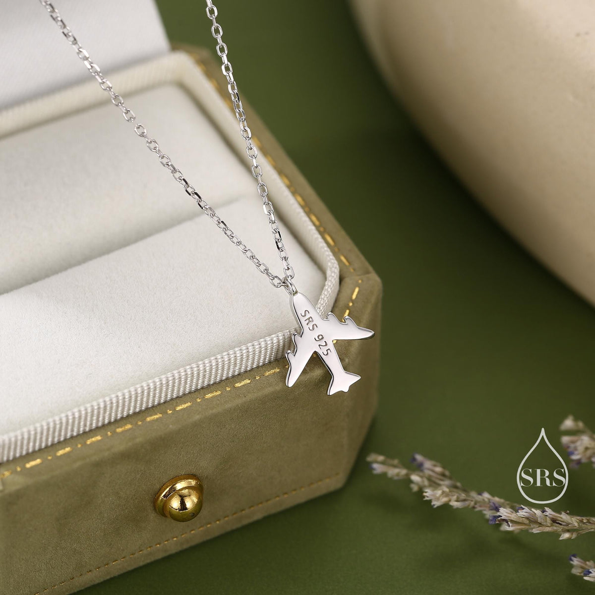 Small Plane Pendant Necklace in Sterling Silver, Silver or Gold or Rose Gold, Aeroplane Necklace, Small Airplane Pendant