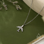 Small Plane Pendant Necklace in Sterling Silver, Silver or Gold or Rose Gold, Aeroplane Necklace, Small Airplane Pendant