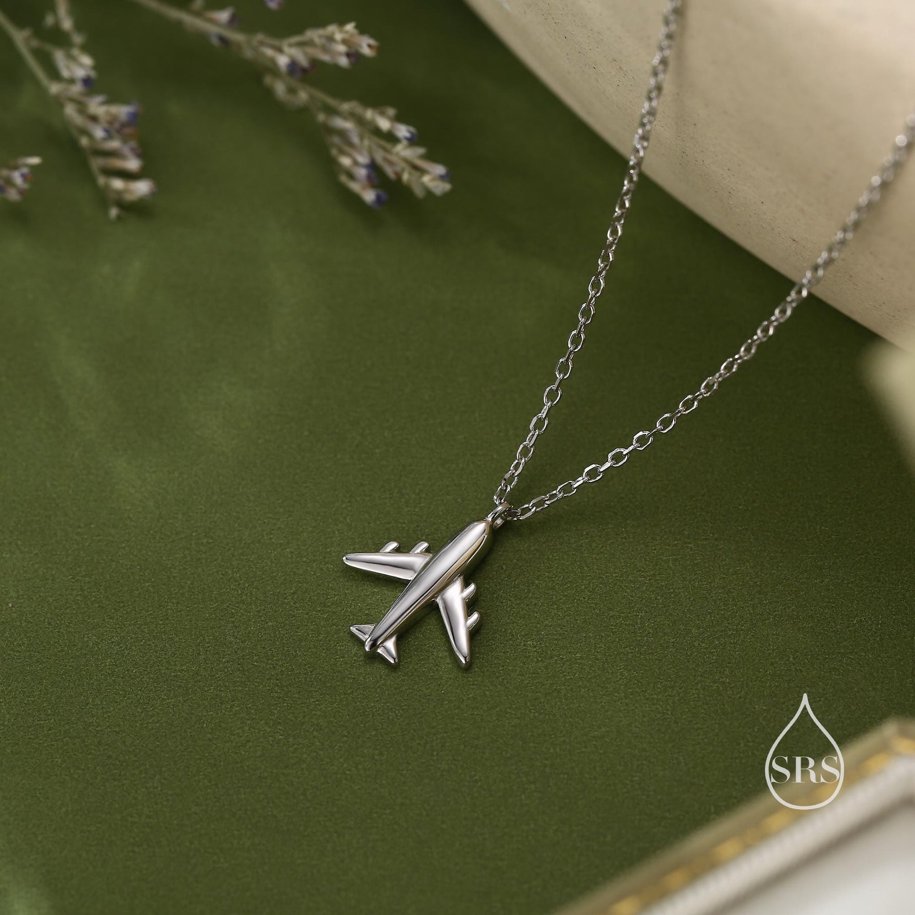 Small Plane Pendant Necklace in Sterling Silver, Silver or Gold or Rose Gold, Aeroplane Necklace, Small Airplane Pendant