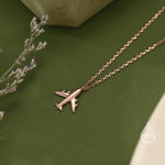 Small Plane Pendant Necklace in Sterling Silver, Silver or Gold or Rose Gold, Aeroplane Necklace, Small Airplane Pendant