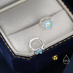 Dainty Forget Me Not Flower Huggie Hoop in Sterling Silver, Enamel Flower hoop Earrings, Forget Me Not Floral Earrings, 8mm Inner Diameter