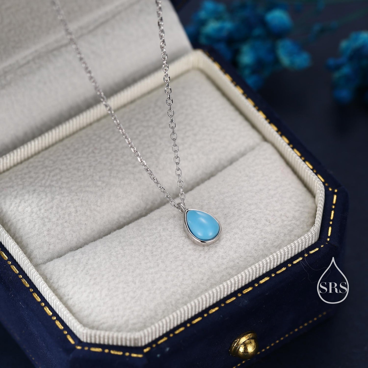 Turquoise Pear Bezel Pendant Necklace