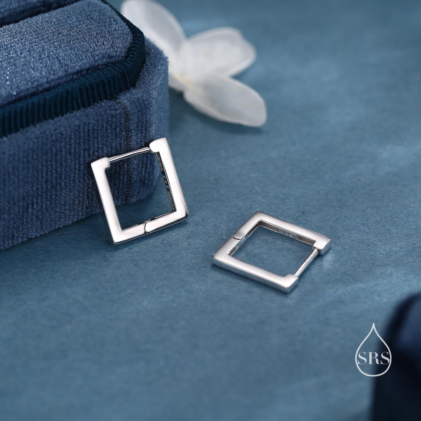 Square Hoop Earrings in Sterling Silver, Silver or Gold, Skinny Geometric Hoop Earrings, 12mm Minimalist Hoops