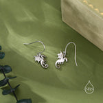 Tiny Flying Dragon Drop Hook Earrings in Sterling Silver, Silver or Gold or Rose Gold, Sterling Silver Flying Dragon Dangle Earrings