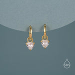 Sterling Silver Trillion Cut CZ Hoop Earrings, Silver, Gold or Rose Gold, Triangle Dangle Hoop Earrings, Interchangeable Charms