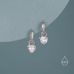 Sterling Silver Trillion Cut CZ Hoop Earrings, Silver, Gold or Rose Gold, Triangle Dangle Hoop Earrings, Interchangeable Charms