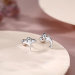 Mismatched Kawaii Hammerhead Shark & Manta Ray 18G Screw Back Earrings in Sterling Silver, Animal Earrings