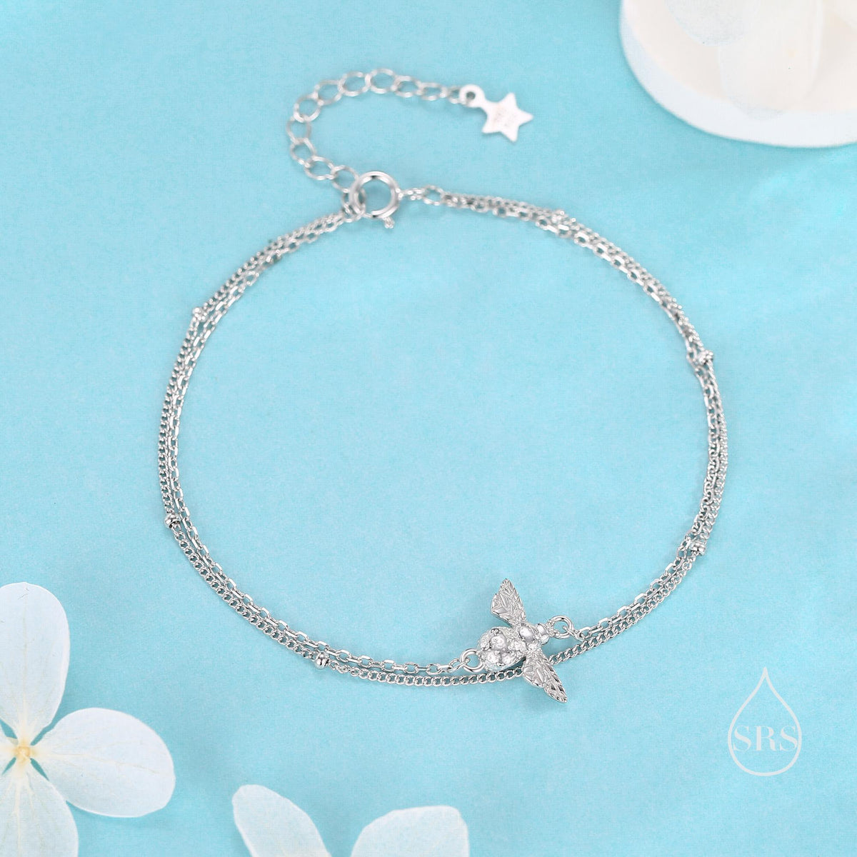 Bumble Bee Double Layer Charm Bracelet