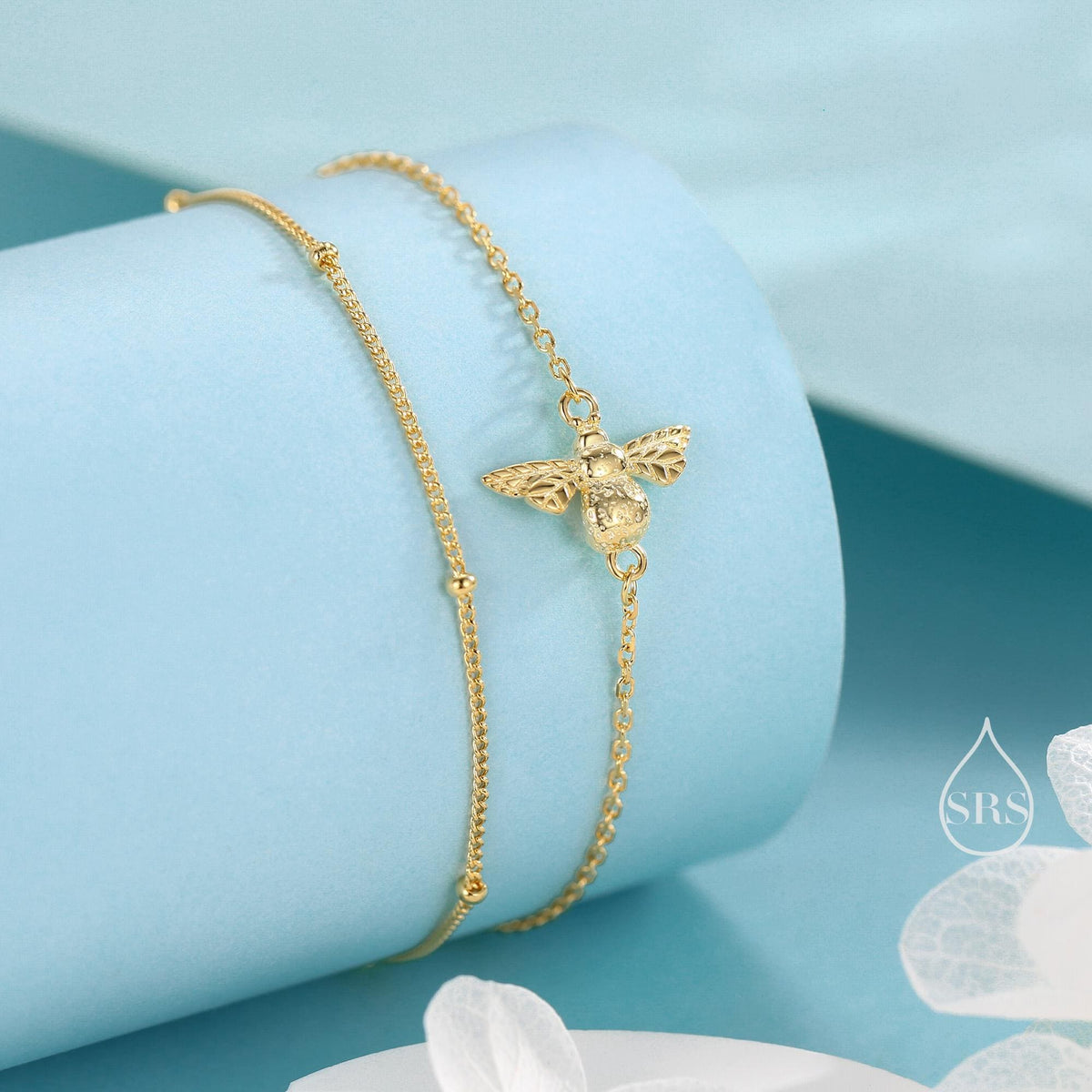 Bumble Bee Double Layer Charm Bracelet