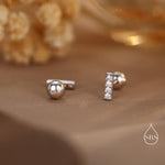 Extra Tiny CZ Bar Screw Back / Stud Earrings in Sterling Silver, Silver or Gold or Rose Gold, Stacking Barbell Earrings, Helix Earrings