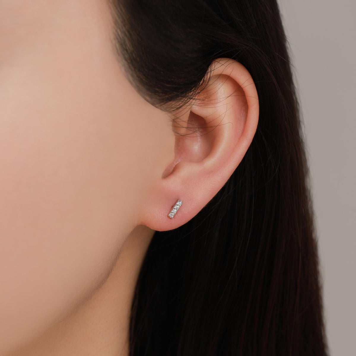 Extra Tiny CZ Bar Screw Back / Stud Earrings in Sterling Silver, Silver or Gold or Rose Gold, Stacking Barbell Earrings, Helix Earrings
