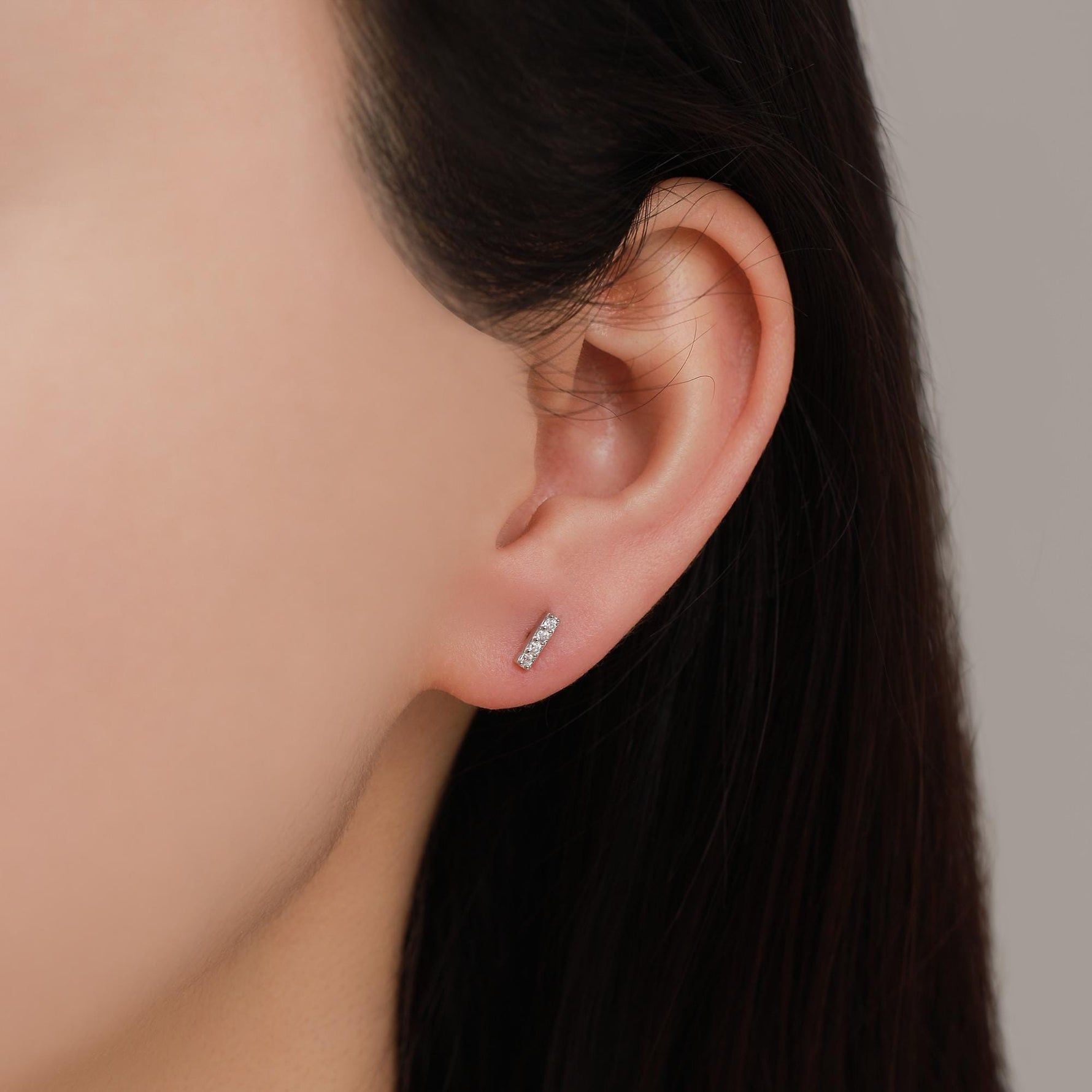 Extra Tiny CZ Bar Screw Back / Stud Earrings in Sterling Silver, Silver or Gold or Rose Gold, Stacking Barbell Earrings, Helix Earrings