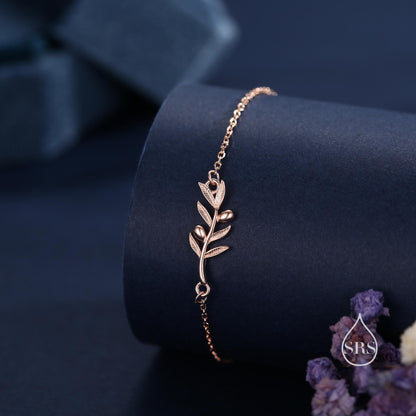 Olive Branch Bracelet in Sterling Silver, Silver or Gold or Rose Gold, Olive Leaf Bracelet, Nature Inspired Botanical Jewellery