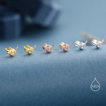 Highland Cow 16G Internally Threaded Flat Back Earrings in Sterling Silver, Animal Earrings