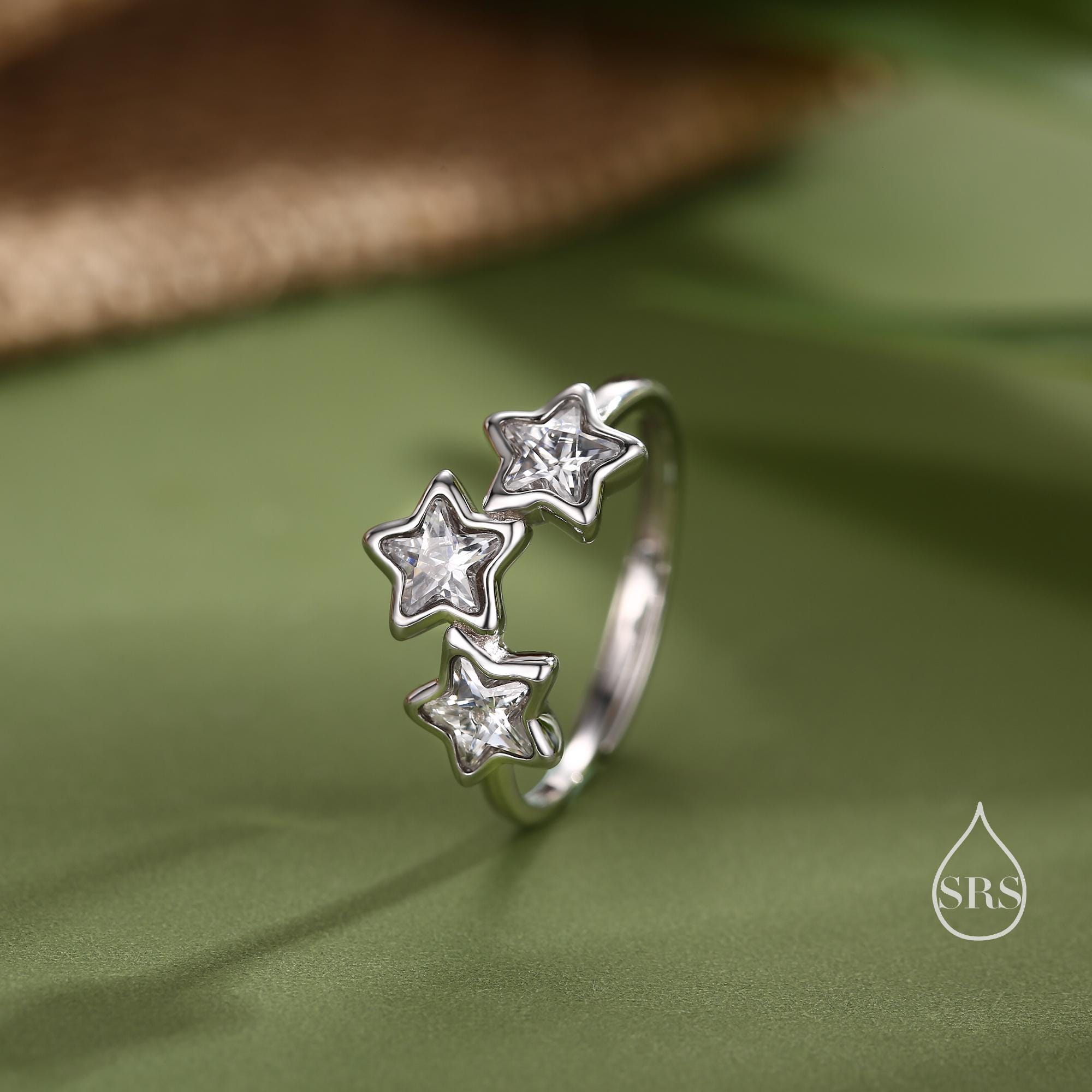 Silver Rain Triple Star CZ Motif Ring – Silver Rain Silver