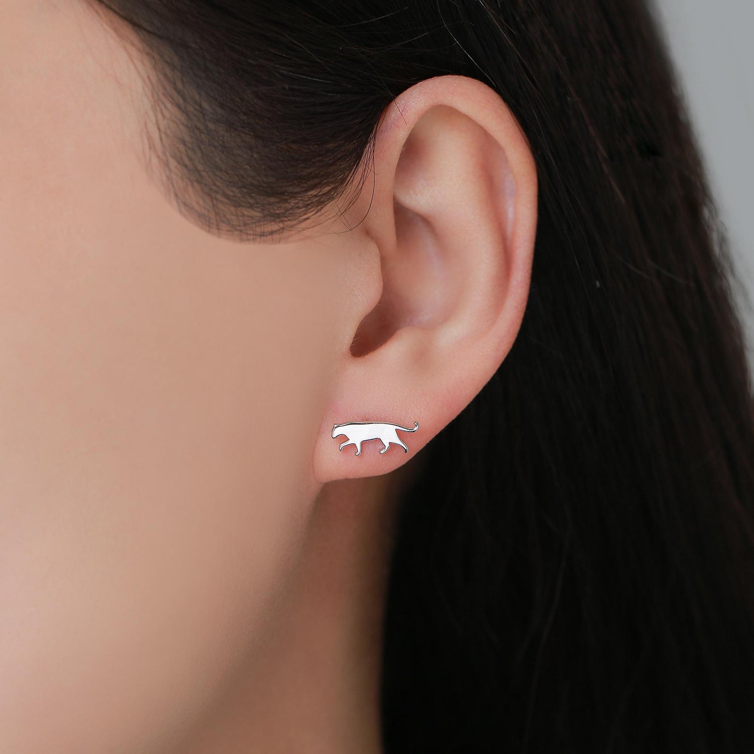 Tiny Leopard Silhouette Stud Earrings