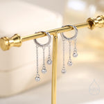 Dangle CZ Crystal Huggie Hoop Earrings in Sterling Silver, Silver or Gold or Rose Gold, Delicate Sparky CZ Skinny Hoops
