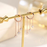 Dangle CZ Crystal Huggie Hoop Earrings in Sterling Silver, Silver or Gold or Rose Gold, Delicate Sparky CZ Skinny Hoops