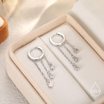 Dangle CZ Crystal Huggie Hoop Earrings in Sterling Silver, Silver or Gold or Rose Gold, Delicate Sparky CZ Skinny Hoops