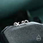 Xo Stud Earrings in Sterling Silver, Kiss Hug Earrings, Silver or Gold or Rose Gold, Hugs and kisses, Fun Earrings