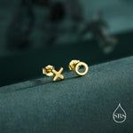Xo Stud Earrings in Sterling Silver, Kiss Hug Earrings, Silver or Gold or Rose Gold, Hugs and kisses, Fun Earrings