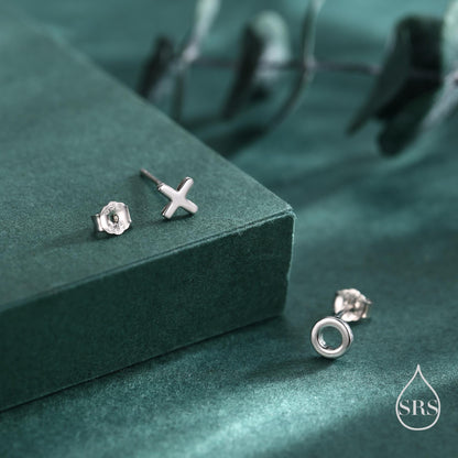 Xo Stud Earrings in Sterling Silver, Kiss Hug Earrings, Silver or Gold, Hugs and kisses, Fun Earrings