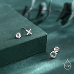 Xo Stud Earrings in Sterling Silver, Kiss Hug Earrings, Silver or Gold or Rose Gold, Hugs and kisses, Fun Earrings