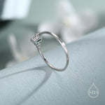 Vintage Inspired Emerald Green CZ Ring in Sterling Silver, Baguette Ring, Delicate Emerald Ring, Size US 5 - 8